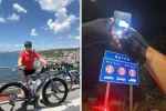 814 kilometre pedal çevirip akrabalarını ziyaret ediyor