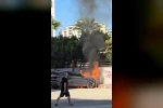 Adana’da park halindeki araç alev alev yandı