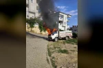 Alanya’da park halindeki kamyonette çıkan yangın söndürüldü