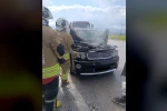 Altınözü’de cipin motoru alevlere teslim oldu