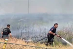 Anız yangınında zamanında müdahale dükkanları korudu