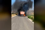 Ankara’da seyir halindeki tır alev aldı