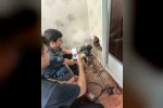 Baca boşluğunda mahsur kalan yavru kedi kurtarıldı