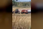 Balya makinesindeki yangın tarlaya sıçradı