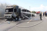 Beyaz eşya yüklü tırda çıkan yangın tahıl tarlalarına sıçradı