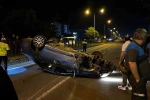 Bolu’da D-100’de takla atan otomobilden burunları bile kanamadan çıktılar