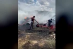 Burdur’da samanlık yangını