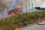Burhaniye’de ot yangını trafiği etkiledi