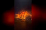 Bursa’da 3 kamyon ve 1 tır alev alev yandı, ortalık savaş alanına döndü