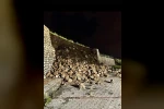 Çermik’te istinat duvarı çöktü