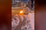Çöp konteynırı yanına bırakılan eşyalar alev aldı
