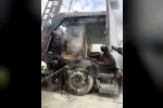 D100 çekicide çıkan yangını itfaiye söndürdü