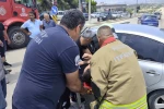 Defne’de kamyonla çarpışan otomobilin sürücüsü yaralandı
