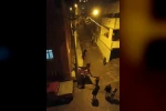 Direkte mahsur kalan kedi açılan battaniye ile kurtarıldı