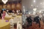 Düğünde uçan tekmeli kavga kamerada