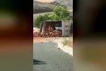 Elazığ’da tuğla yüklü kamyon devrildi: 1 yaralı 