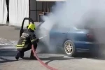 Erdemli’de otomobil yangını