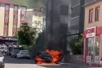Erzurum’da otomobil alev topuna döndü