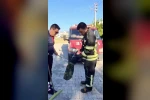 Evin bahçesine giren yılan itfaiye ekiplerini peşinden koşturdu