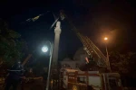 Fırtınada zarar gören minarede çalışma başlatıldı