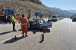 Göcek Tüneli çıkışında sıkışmalı trafik kazası