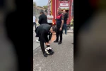 İtfaiye personelinin düğün konvoyuna mesai arkadaşlarından sürpriz