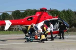 Kalp krizi geçiren hasta için ambulans helikopter zamanla yarıştı