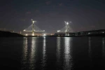 Kanal İstanbul’un ilk köprüsü geceyi aydınlatıyor