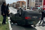 Karapınar’da kontrolden çıkan otomobil takla attı: 2 yaralı