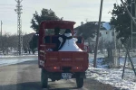 Kardan adam motosiklet kasasında yola çıktı