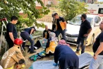 Kayısı toplarken ağaçtan düşen kadının bacağı demir korkuluğa saplandı
