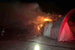 Kulu’da bahçedeki saman balyaları alev alev yandı