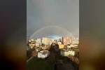 Kurtalan’da yağmur sonrası gökkuşağı göz kamaştırdı