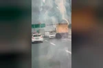 Kuzey Marmara Otoyolu’nda korku dolu anlar: Tır otomobili önüne alıp sürükledi