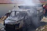 Malatya’da şantiyede araç yangını