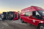 Malatya’da yangın ihbarına giden itfaiye aracı devrildi: 3 yaralı