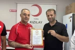 Mardin’de 40. kez kan bağışı yapan gönüllüye madalya verildi