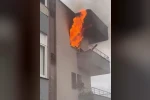 Mersin’de ev yangını alevler pencereden çıktı
