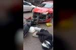 Motosiklet ve otomobil kafa kafaya çarpıştı: 1 yaralı