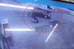 Motosikletlinin ölümden döndüğü kaza kamerada