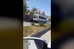 Öğrenci servisinin metrelerce ters yönde ilerlediği anlar kamerada
