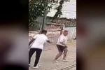 Önce yumrukladı, sonra bacaklarından vurdu: O anlar kamerada 