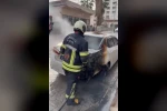 Osmaniye’de yanan otomobile ilk müdahaleyi trafik polisi yaptı