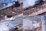 Otomobilin drenaj kanalına uçtuğu anlar görüntülendi 