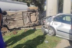 Otomobille çarpışan araç takla atarak durabildi 