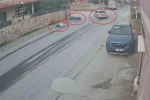 Otomobille çarpışan motosiklet sürücüsünün metrelerce havaya savrulduğu anlar kamerada