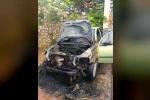 Park halindeki otomobil alev alev yandı