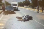 Patnos’ta motosiklet sürücüsü metrelerce sürüklendi
