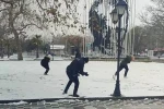 Polis ve çocuklardan kartopu keyfi