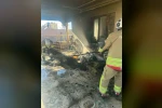 Reyhanlı’da evin balkonundan alevler yükseldi